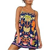 MakeMeChic Women's Flowy Mini Dress Boho A Line Summer Ruffle Dresses Tropical Vacation Outfits