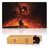 Paramint The Shadow and the Flame - 24x14 Stitched MTG Playmat | Art by Anato Finnstark. Non-Slip Rubber Base. Compatible with Magic The Gathering TCG. Durable Tabletop Desk Protection.