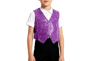 Kids Sequin Waistcoat Shiny Sleeveless Hip Hop Jazz Dance Jacket Party Perform Stage Costume Vest for Boys Girls