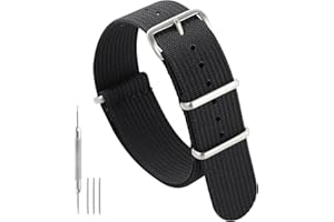 TACTICAL FROG Nylon Watch Band 18 mm 19 mm 20 mm 22 mm 24 mm, Waterproof Military Watch Straps Replacement for Men Women, With Stainless Steel Buckle
