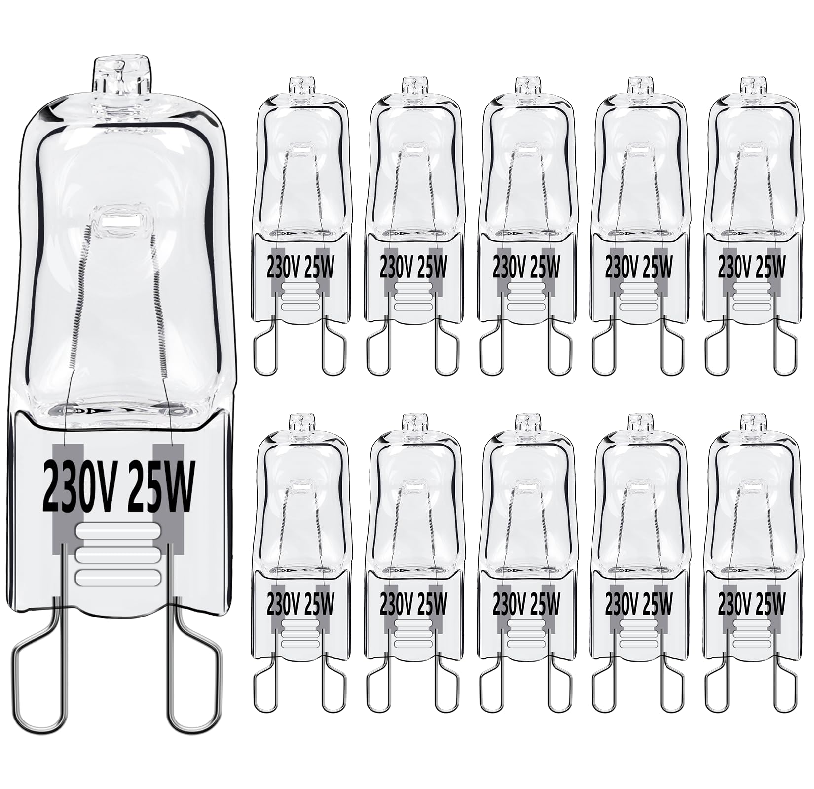 Vanke G9 Halogen Light Bulb 25W, Dimmable Capsule Bulbs Warm White 2800K, Energy Saver No Flicker Bulb, 500 Lumen, 10-Pack