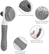 Elezenioc Dog Cat Brush Grooming Comb Self Cleaning Slicker Grey view 3