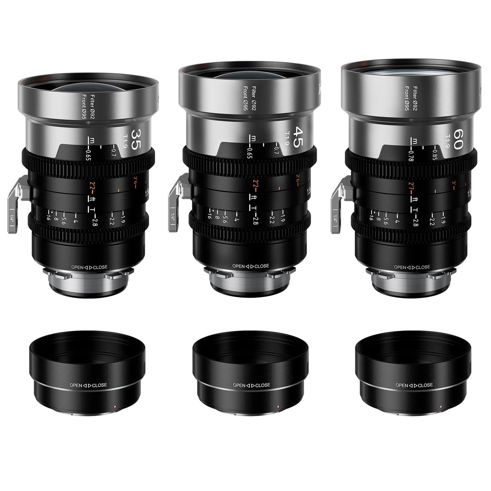 SIRUI IronStar T1.9 1.5X Anamorphic Cine Lens Set, 35mm, 40mm, 60mm Full Frame Manual Focus Cinema Lens with Native PL Mount, Interchangeable EF Mount, Neutral Flare