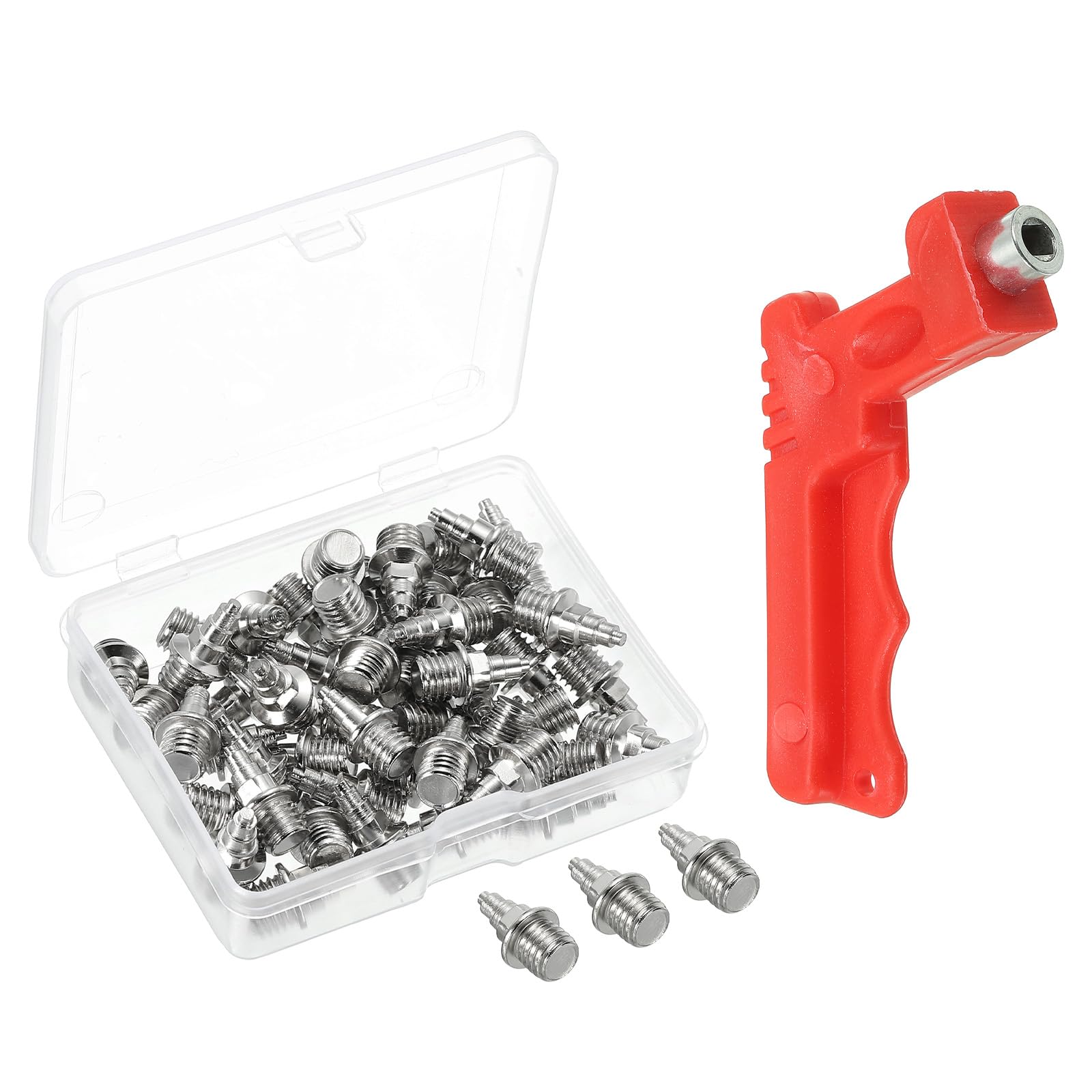 PATIKIL 1/4 Inch Track Spikes,50 Pack Steel Sports Shoes Track Spikes Replacement Spikes with Spike Wrench for Field Track Short Running Jumping Sprint Sports, Silver