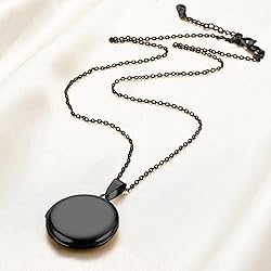 PHOCKSIN Glossy Black Lockets Round Personalized