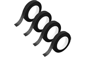 Pyrisuu 4 Rolls Floral Tapes Black, 1/2" inch Wide Flower Tape for Wedding Bouquet Stem Wrapping, Flower Arrangement, Florist Floral Crafts and DIY Supply (30 Yard/Roll)