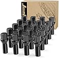 JiiinMiiin M14x1.5 Black Wheel Lug Bolts, WheelBolt Thread for Wheel Spacers, 17mm Hex, 28mm Thread Length, Conical Seat, 20 Pack