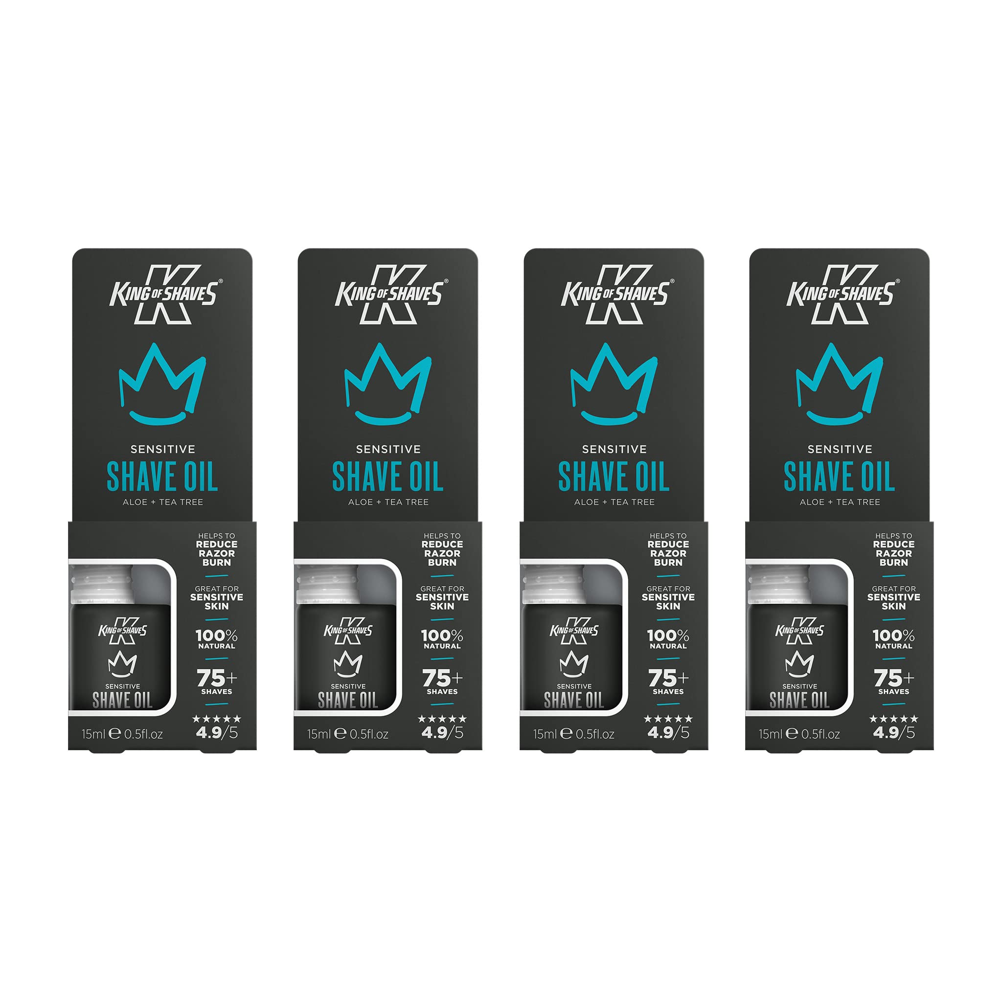 King Of Shaves Sensitive Shaving Oil For Men, For A Close and Comfortable Shave, Suitable for All Skin Types, Shave Oil For Men 4x15ml