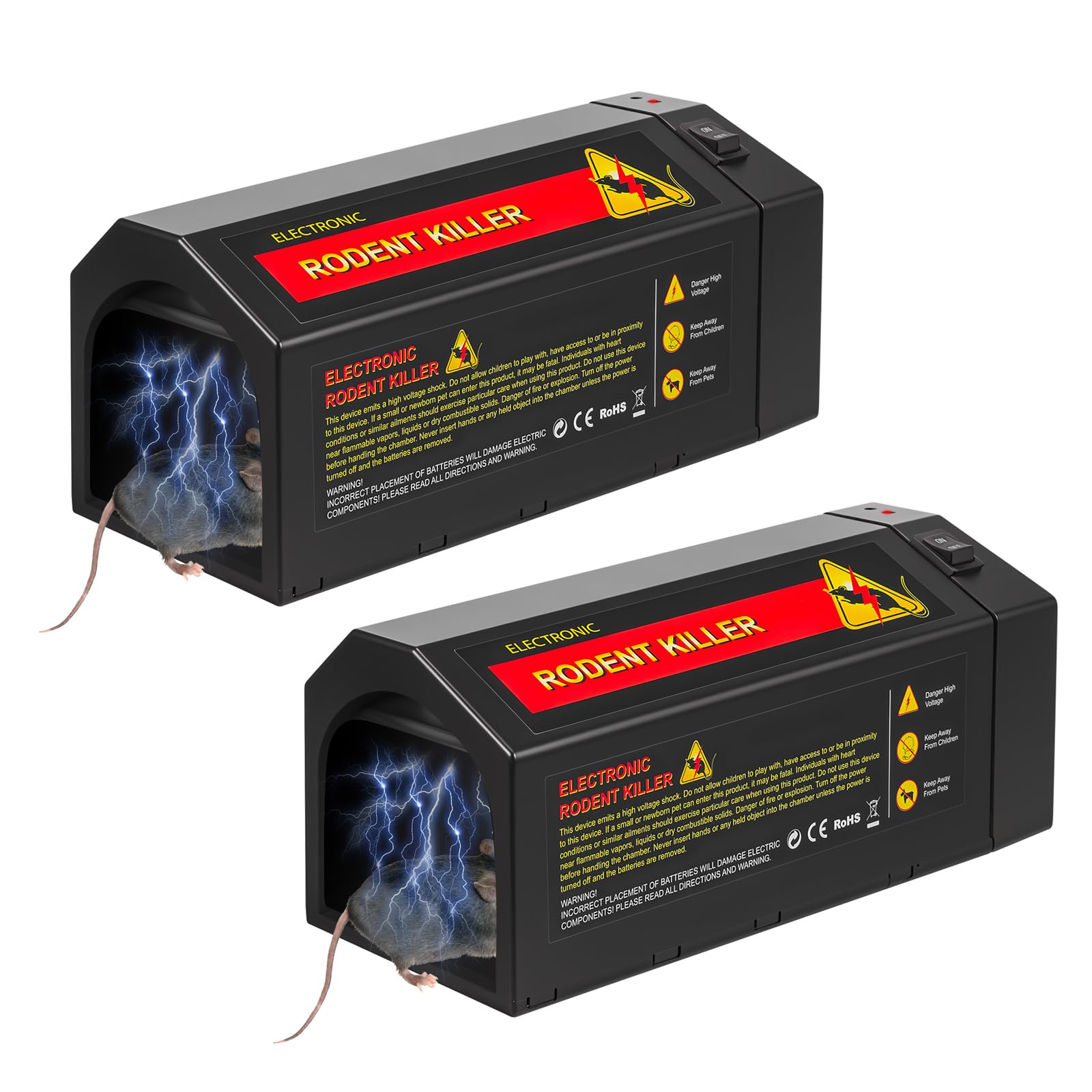 Photo 1 of 2 Pack Electric Mouse Trap Zapper Powerful Rat Traps Indoor for Homes with Anti-Escape Door,Effective & Reusable Humane Rodent Zapper Electric Mice Trap Shock Killer for Home Kitchen Garage,No Touch