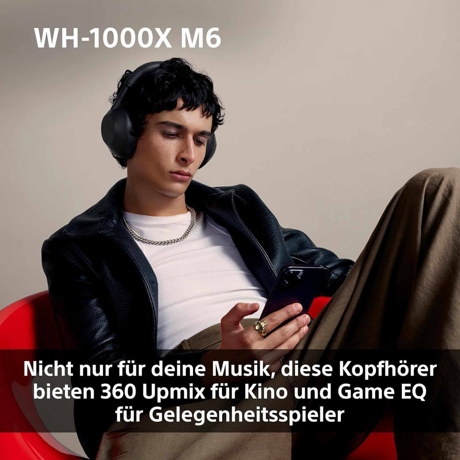Sony WH-1000XM6 kabellose Noise Cancelling-Kopfhörer, Signature Hi-Res Sound, Bluetooth-Kopfhörer, Komfort, faltbares Design, magnetische Tragetasche, 30 Std.-Akku NC An, iOS & Android - Schwarz 9