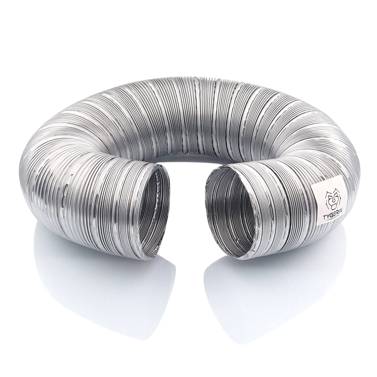 TYGERIX® DN 80 mm / 8 cm / 3 1/8" (3.15 inch) Aluminum Flexible Hose | Extendable to 1.2 Meters | 250 °C (482 °F) Heat Resistant | Corrosion Resistant | Greater Thickness | Certified