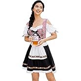 GloryStar Women's German Dirndl Dress Traditional Bavarian 1 Piece Beer Garden Oktoberfest Costumes