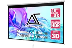 Akia Screens 100 inch Projector Screen Pull Down Manual B 16:9 8K 4K HD 3D Ceiling Wall Mount White Portable Projection Screen Retractable Auto Locking for Indoor Movie Home Theater Office AK-M100H1