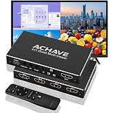 ACHAVE 4x1 HDMI Multiviewer Switch 2x1 3x1, 4K@30Hz 1080P@60Hz Quad Screen Splitter with 10 Display Modes, Seamless Switching, IR Remote Control, Compatible with Laptop, Xbox, TV Box