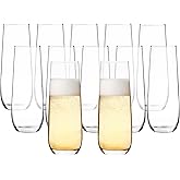 YANGNAY Stemless Champagne Flutes Set of 12, 8 oz - Clear Glass Toasting Glasses for Mimosa - Elegant Beverage Glassware