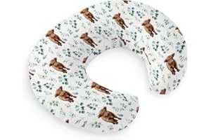 HawSkgFub Highland Cow Eucalyptus Leaf Nursing Pillow Cover for Baby Boy, Western Farm Animal long horn cow Yak Breastfeeding Pillow Slipcover, cowboy Nursing Pillowcase for Newborn Infant, Cover Only