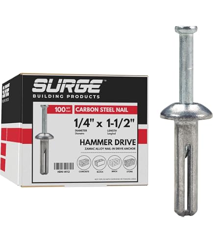 100 Flat Head Split Drive Anchors - 1/4" X 3" Concrete Nail-In Anchors, Zinc Coated Steel 2 thumbnail image