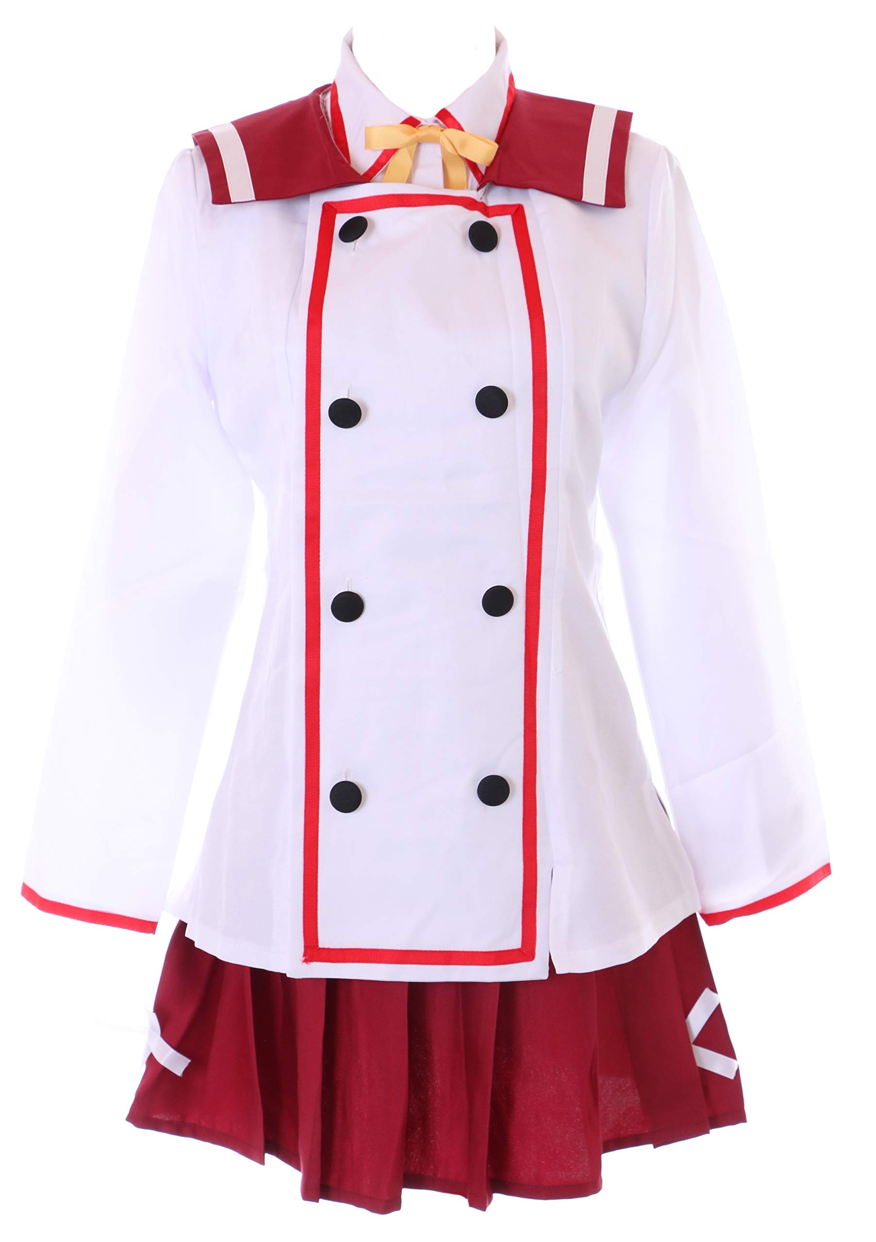 MN-157 Katana Maidens Toji No Miko Kanami Etou White Red Sailor School Uniform Soap Uku Women's Costume Cosplay (L)