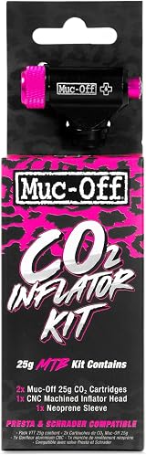Muc-Off Inflator Kit CO2 Puncture Repair 2 Cartridges CNC Head Neoprene Sleeve