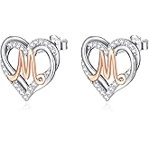 INFUSEU 925 Sterling Silver Initial Earrings for Women Girls, Cute Heart Letter Jewelry Gifts