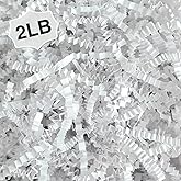 Corlcol 2LB Crinkle Cut Paper Shred Filler for Bag Gift Box Basket Confetti Paper Shreded Stuffing Decoration for Valentine's Day Holiday Party(White)