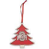 Ohio State Buckeyes Tree Shaped Metal Christmas Ornament