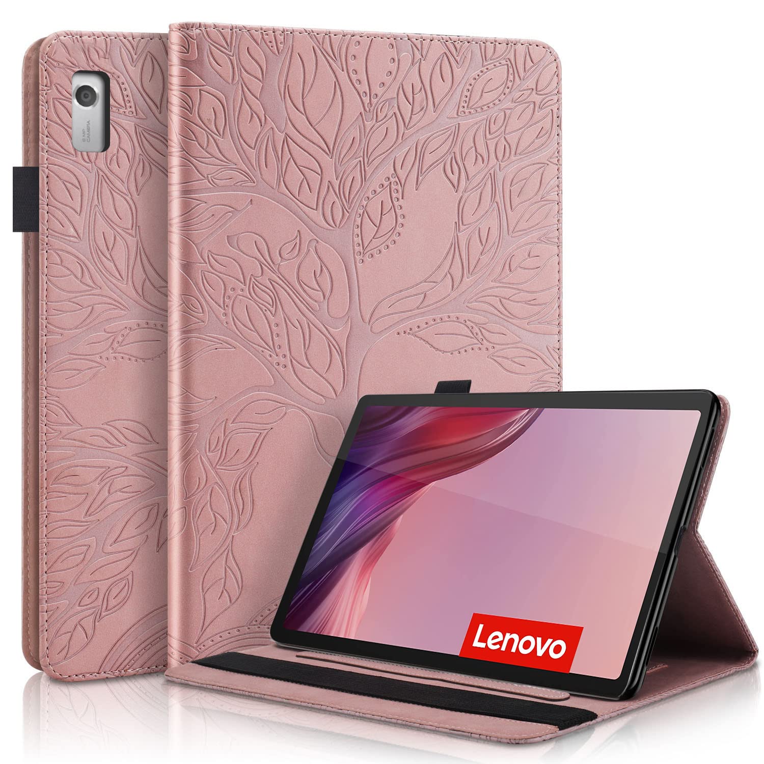 Succtopy Case for Lenovo Tab M9 HD 9 Inch 2023 TB-310FU Folio Flip Wallet PU Leather Cover with Pen Holder Protective Tablet Case with Stand Function for Lenovo Tab M9 HD 2023 Rose Gold — image 1