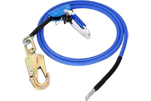 Meyoppm Flip Line, Wire Core Flipline 1/2" X 12', Wire Core Flip Line Kit with Triple Lock Carabiner Adjuster, Steel Swivel Snap, Climbing Flipline for Fall Protection, Arborist, Tree Climbers, Blue