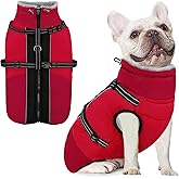 AOFITEE Dog Coat for Small Dogs, Warm Dog Winter Jacket with Harness Built in, Waterproof Small Winter Coat Dogs Reflective Cold Weather Coats for Chihuahua, Yorkshire, Red XS