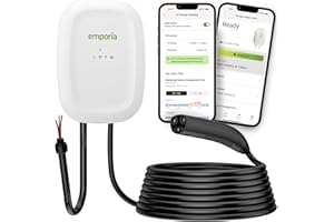 EMPORIA Level 2 EV Charger w/NACS, Compatible with Tesla - 48 amp Electric Car Charger, Preconfigured for Hardwired Install with Whip, UL/Energy Star WiFi-Enabled EVSE, 24ft Cable, White