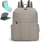 MOMINSIDE Diaper Bag Backpack - Large Puffer Diaper Bag - Neoprene Diaper Bag Quilted Baby Bag, Large Changing Pad, 15 Pockets, Lightweight, Grey