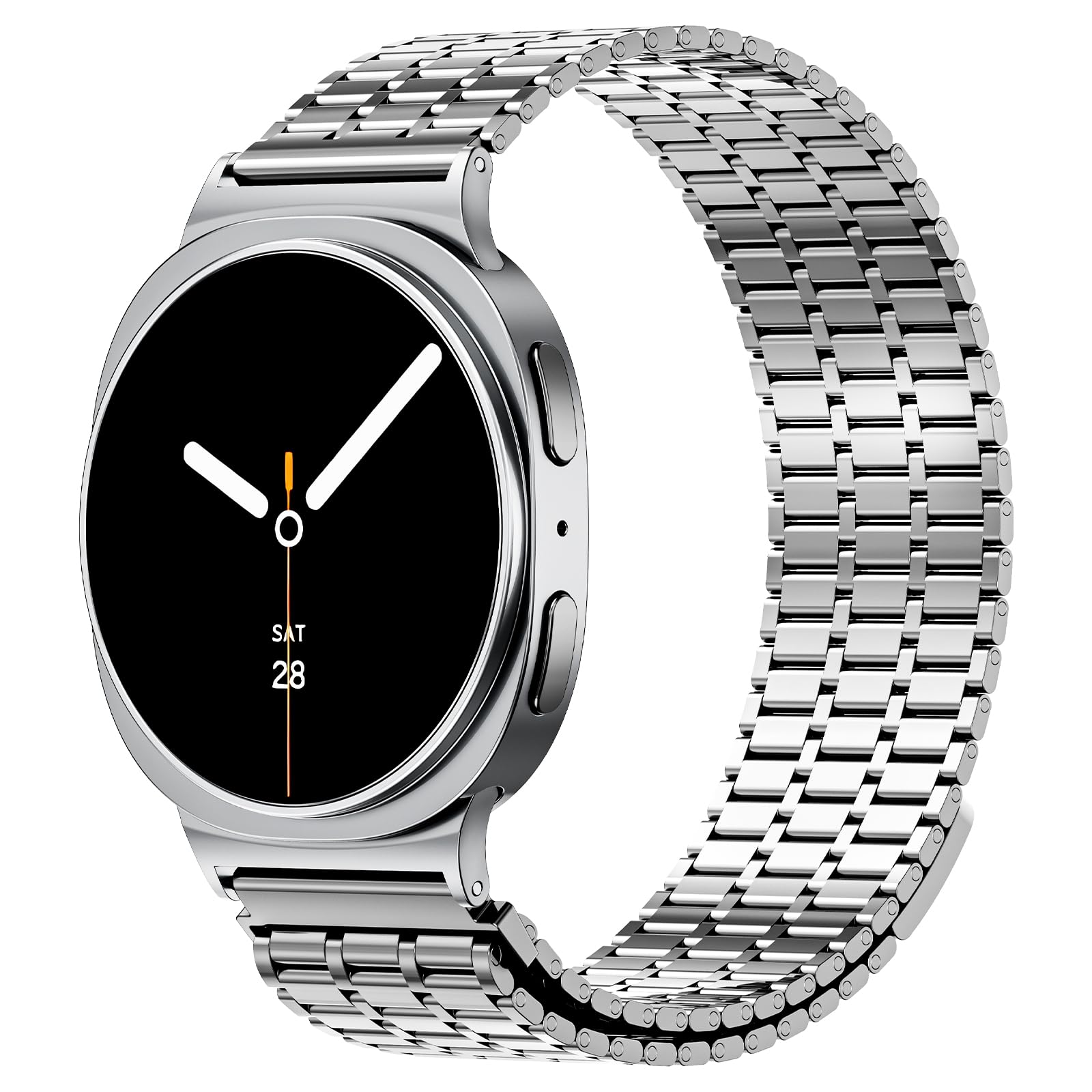 LETOID Magnetic Metal Band Designed for Samsung Galaxy Watch 8 40mm/44mm, Watch 8 Classic 46mm, Men Stainless Steel Adjustable Replacement Strap Solid Magnet Clasp Wristbands