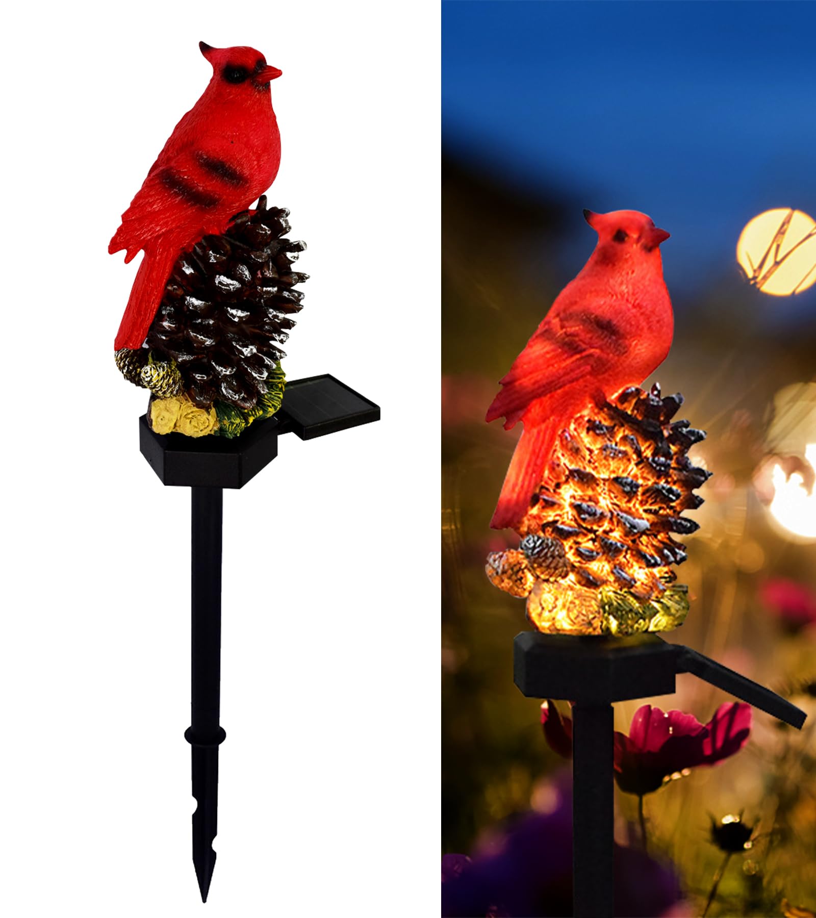 Photo 1 of **MISSING PIECES** LAIAMER Cardinal Decor Cardinal Gifts, Cardinal Solar Garden Decor Waterproof Red Bird Figurine Solar Stake Lights for Outside Outdoor Yard Patio Lawn Porch Cemetery Grave(Strobile)