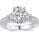 Newshe Jewellery Moissanite Engagement Rings for Women 925 Sterling Silver Oval Cut Wedding Ring for Her Bridal Anniversary Promise Size 5-10