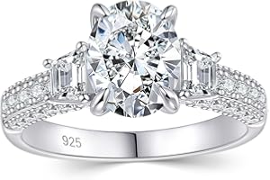 Newshe Jewellery Moissanite Engagement Rings for Women 925 Sterling Silver Oval Cut Wedding Ring for Her Bridal Anniversary P