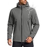 TACVASEN Men's Hooded Fleece SoftShell Rain Jacket Waterproof Lightweight | 10,000 mm Waterproof, Breathable, Zip Up Windbreaker, Warm Winter Jacket for Hiking, Travel and Camping