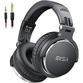 EKSA Wired Headphones, Over Ear Headphones for Studio Monitor/Mixing DJ | Hi-Res Stereo Sound, 1/4 to 3.5mm Jack, 50mm Drivers, for PC Keyboard Piano Podcast Guitar AMP Computer Recording Mixing