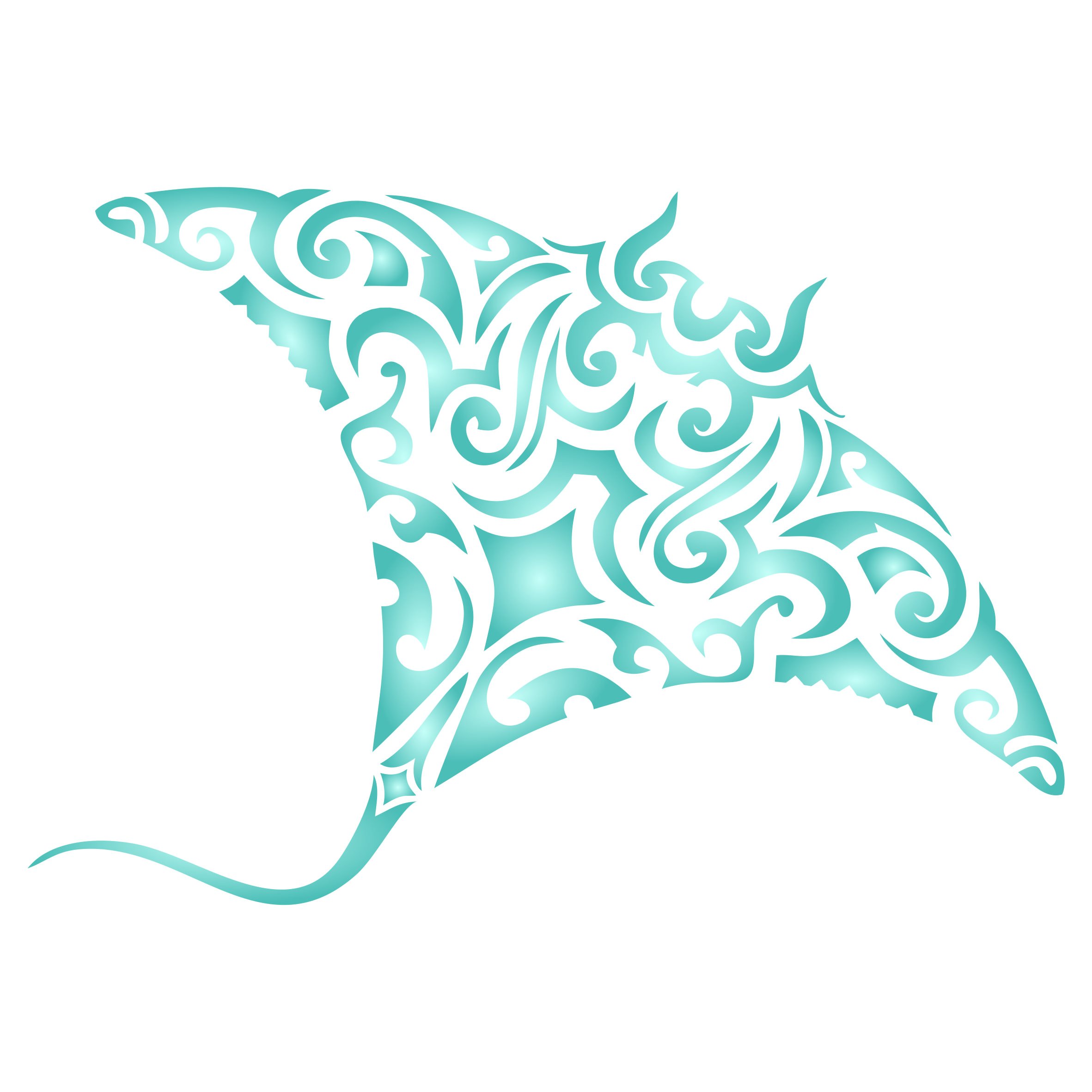 Manta Ray Stencil - 16.5 x 11.5cm (S) - Reusable Maori Tribal Tattoo Stingray Devil Fish Wall Stencil Template