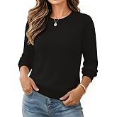 Women Wool Blend Long Sleeve Fall Sweater Classic Crew Neck Casual Work Top | Lightweight, Spring Fall Sweaters, Fashion Outfits Clothes, Office Casual