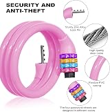 Ainiv Four-Digit Cable Lock 65cm Anti-Theft Bicycle Lock Pink view 3