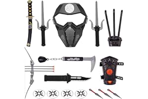 Sepco Kids Ninja Toy Weapons Set Ninja Costume Accessories Samurai Swords Katana Mask Shuriken for Boys Girls Role Play Dress