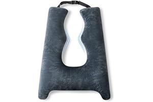 FAIORD Car Pillow for Kids, Travel Pillow with Adjustable Strap, U-Shaped Pillow for Adults and Children to Support Head and Body Road Trip Essentials (Coffee Grey)