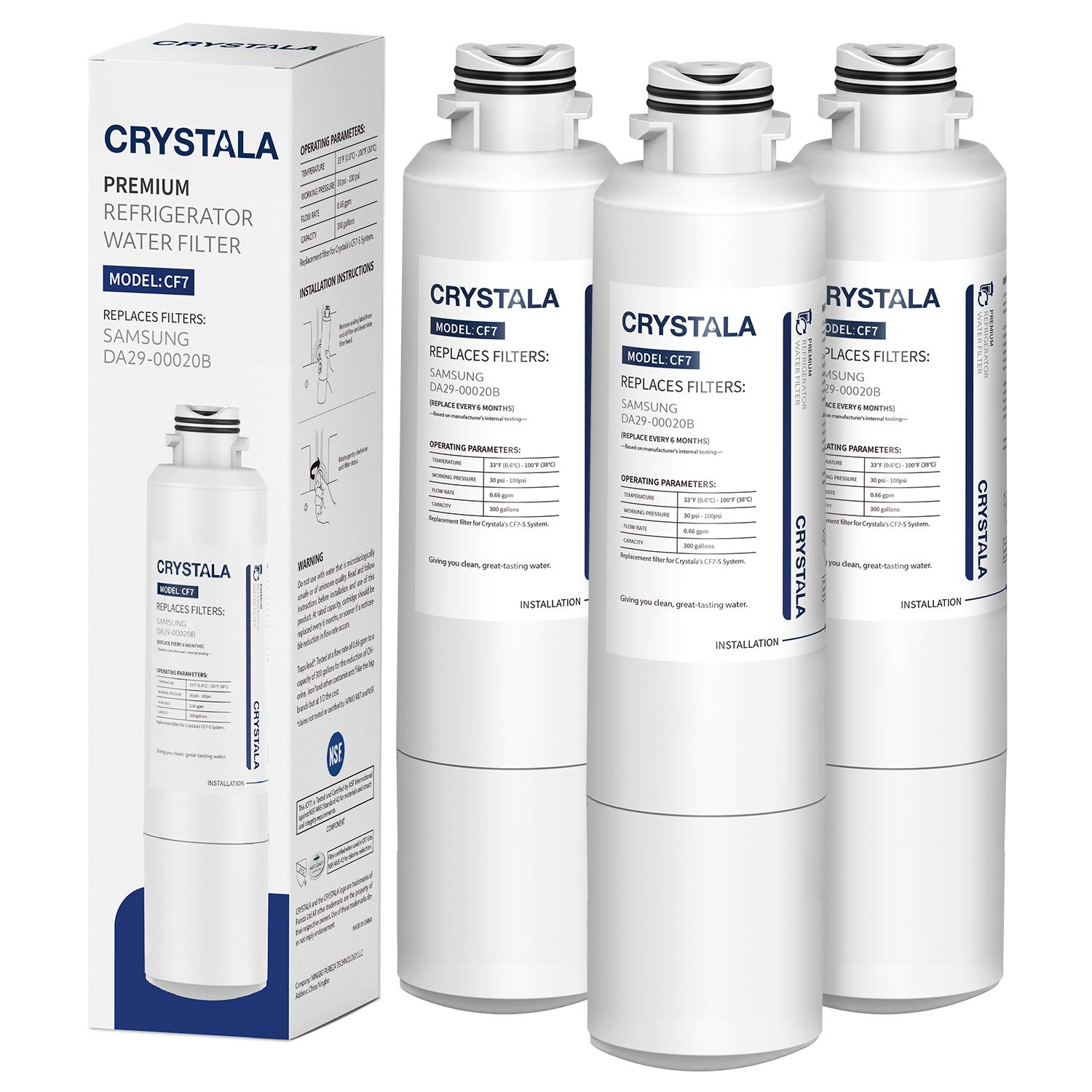 Crystala Filters DA2900020B Refrigerator Water Filter Compatible with