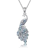 Animals Gifts for Women Sterling Silver Abalone Shell Peacock Elephant Phoenix Dragon Necklace Pendant Jewelry