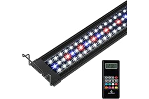 WaterRebirth Wireless Remote Full Spectrum Aquarium LED Light Strip - Ultra-Thin Design with Timer & RGB Modes for Fish Tank Plants (20-26INCH)