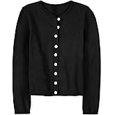 ZDC Girls Button Down Cardigan Sweaters Kids Long Sleeve Fall Winter Soft Knit Casual Sweater Tops