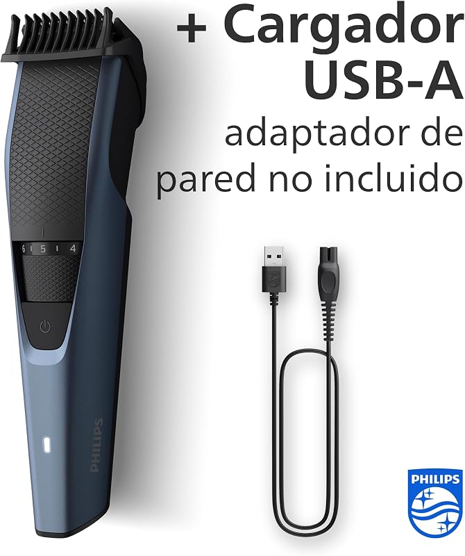 Recortadora de Barba Serie 3000 Para Hombres, 20 Posiciones de Longitud, Lift & Trim, Con Recortador de Precisión. 90 minutos de autonomia, Inalambrico,, BT3238/15, Azul Metal — foto 6 de 6