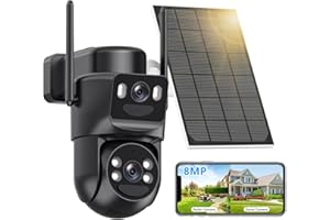 4K Solar Security Cameras Wireless Outdoor Battery Powered, 5GHz & 2.4GHz Dual Lens Bullet & 360°PTZ Linkage Outdoor Security