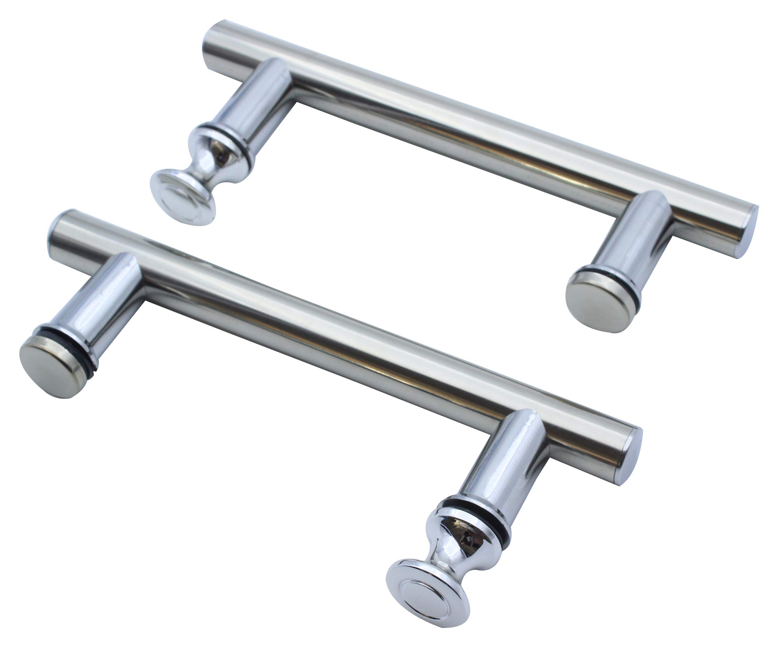 KEABATH 125mm Hole to Hole Stainless Steel Shower Door Handle with Plastic knob Round Shower Glass Door Handle Shower Door Pull Handle Replacement 2 Pack