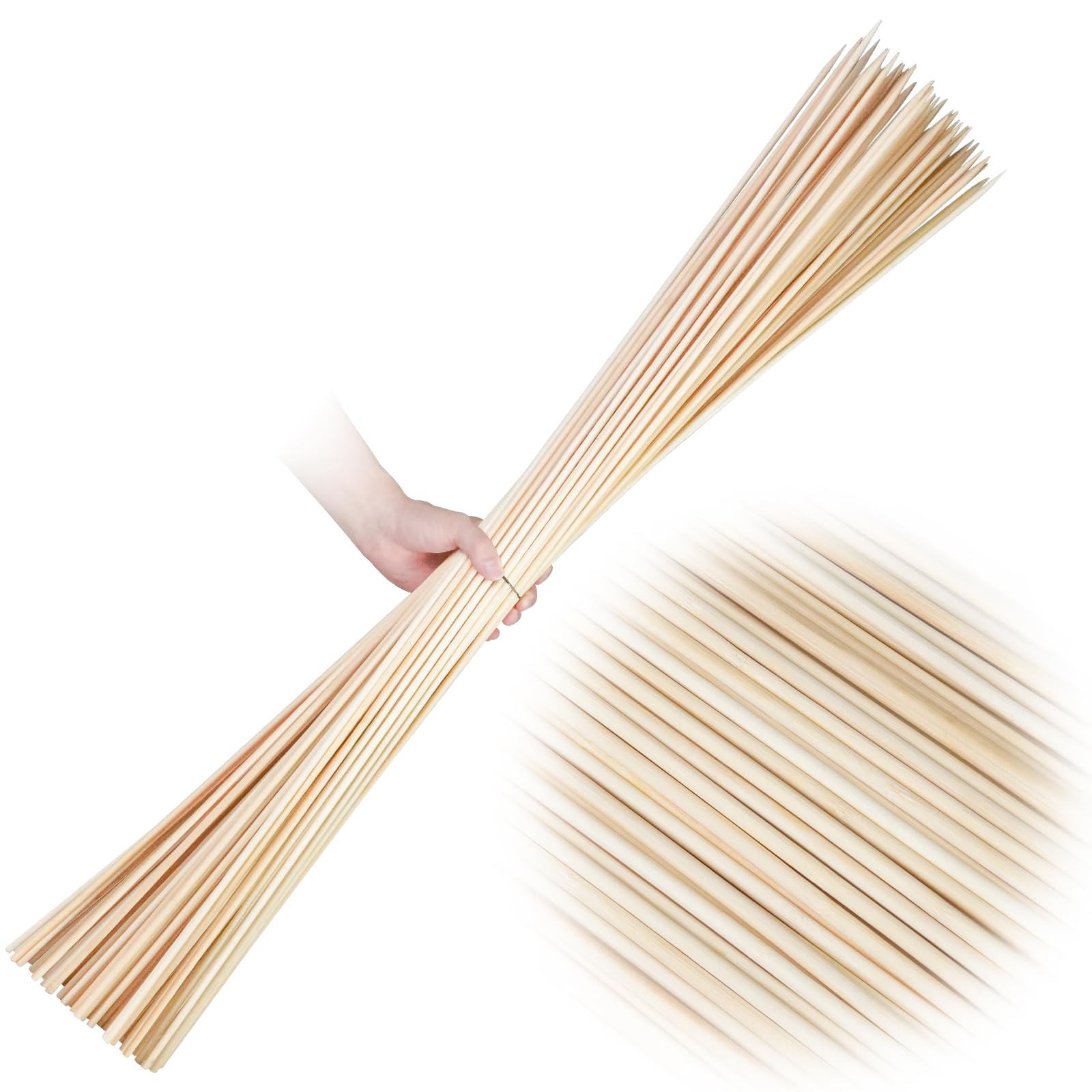 Photo 1 of 100PCS 36 inch Bamboo Skewers for Marshmallows,S'Mores,Fire Pit,BBQ,Kabob,Grilling, Camping.More Size Choices 6"/8"/10"/12"/36"